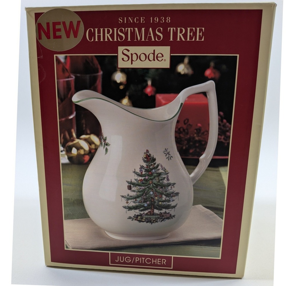 Spode Christmas Tree Large Jug Pitcher White Green Trim XT2638-X New in Box